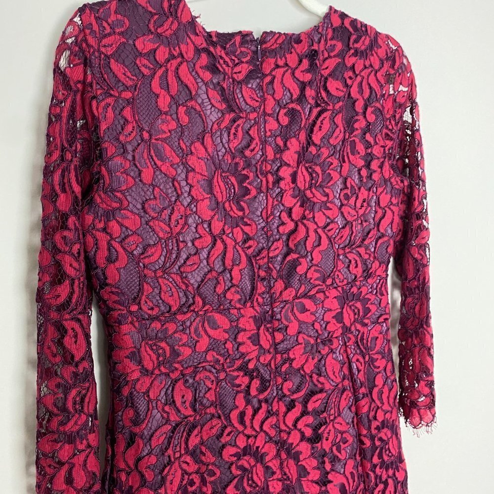 Eliza J Fit & Flare Lace Floral Dress Pockets Womens 8 Long Sleeve - Picture 6 of 7
